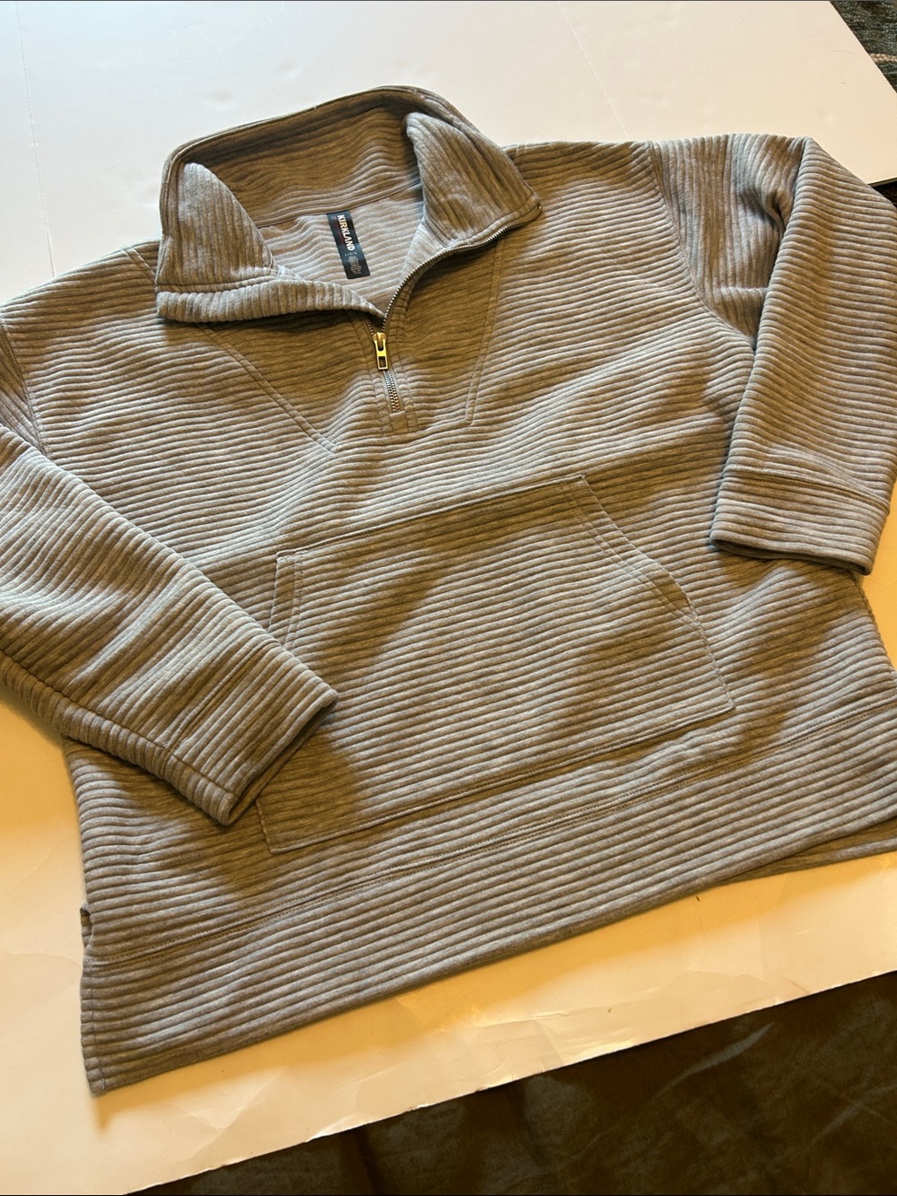 Kirkland Signature Ribbed Half-Zip Pullover - Taupe